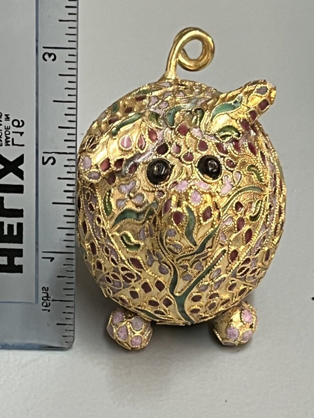 Vintage Enamel Multi-Color Cloisonné Pig Figurine